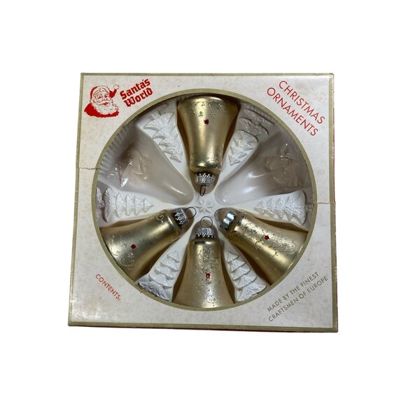 Mercury Glass Christmas Ornaments Vintage Gold Bells Set of 4 Made in Germany - Picture 2 of 16